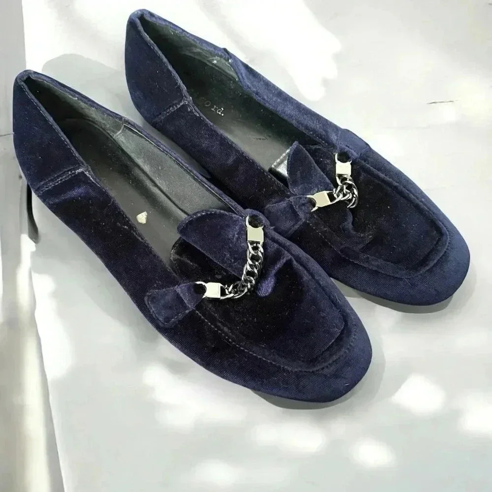 Blue velvet loafer shoes 8 - Picture 2 of 5